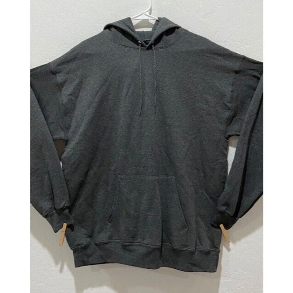 NWOT Hanes EcoSmart Long Sleeve Hoodie Size L Dark Grey 50% Cotton 50% Poly